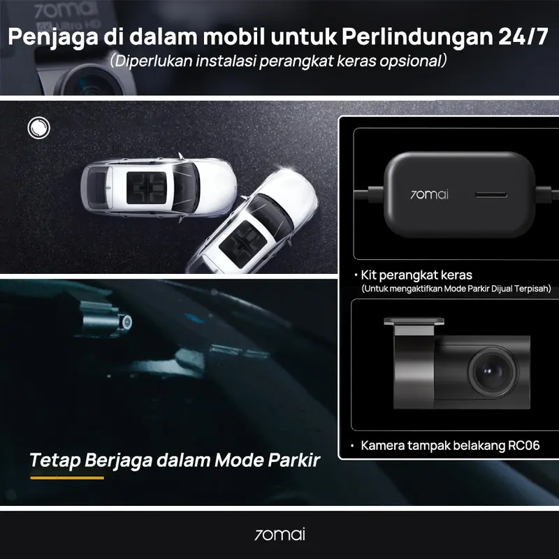 70mai Dash Cam A800s HD 4K 2160P GPS ADAS Set (Front+Rear Camera) Kamera Depan Belakang Kamera Dasbor Mobil 2023 4