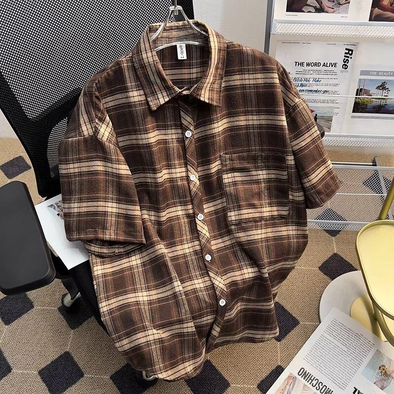 Product Introduction of เสื้อเชิ้ตลายสก๊อตย้อนยุคสำหรับผู้ชาย, แฟชั่น, ทรงหลวม, แจ็คเก็ตสุดเท่และป่า, เสื้อท็อปลายสก๊อตย้อนยุคสำหรับผู้ชาย, เสื้อผ้าผู้ชาย 7
