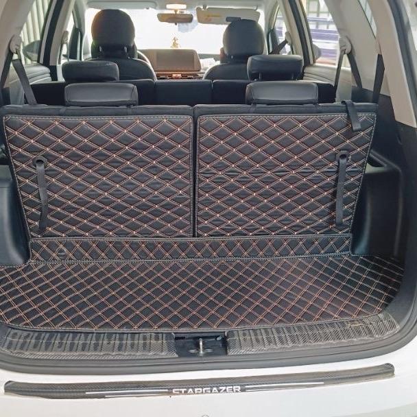 Lót cốp Hyundai Stargazer + lưng ghế hàng 3 - Thảm da chống xước, chống nước, không gây mùi