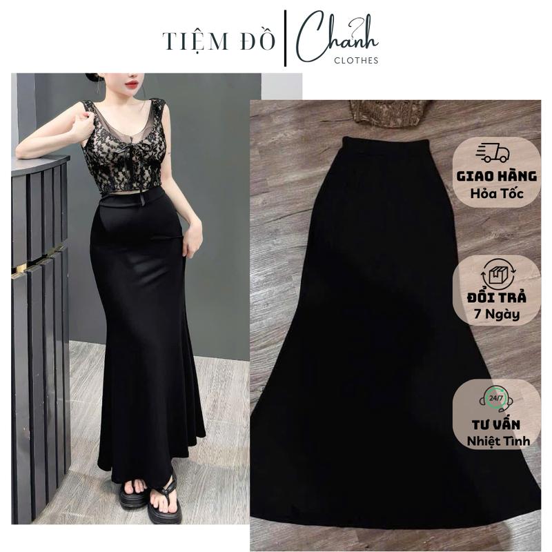 Chân Váy Đuôi Cá Xòe MiDi Dáng Dài Cạp Chun Co Dãn BigSize Ôm Body Tôn Dáng 0