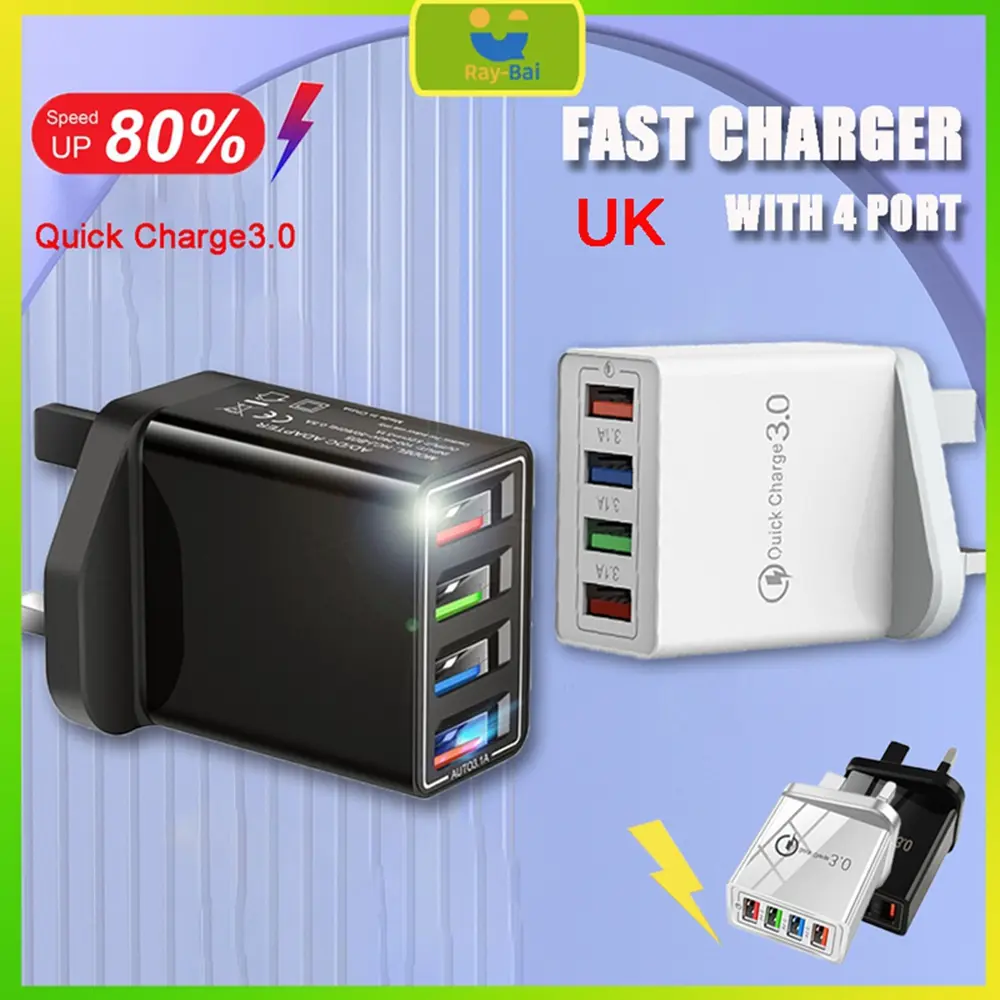 30W Fast Charging Adapter 3.1A 4 USB Phone Quick Charge Plug Universal Travel Charger Adapter Plug Adaptor