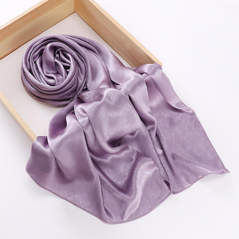 Product Introduction of Pashmina hijab Malaysia New Artificial Silk Silky Satin Scarf Women's Shawl Toe Cap Headscarf 31