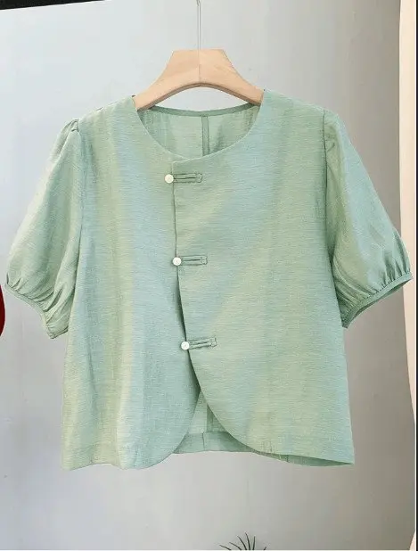 Áo đũi nữ SP12, cổ tròn, tay bồng nhẹ, 7 màu thời trang, Women Top SP12 1