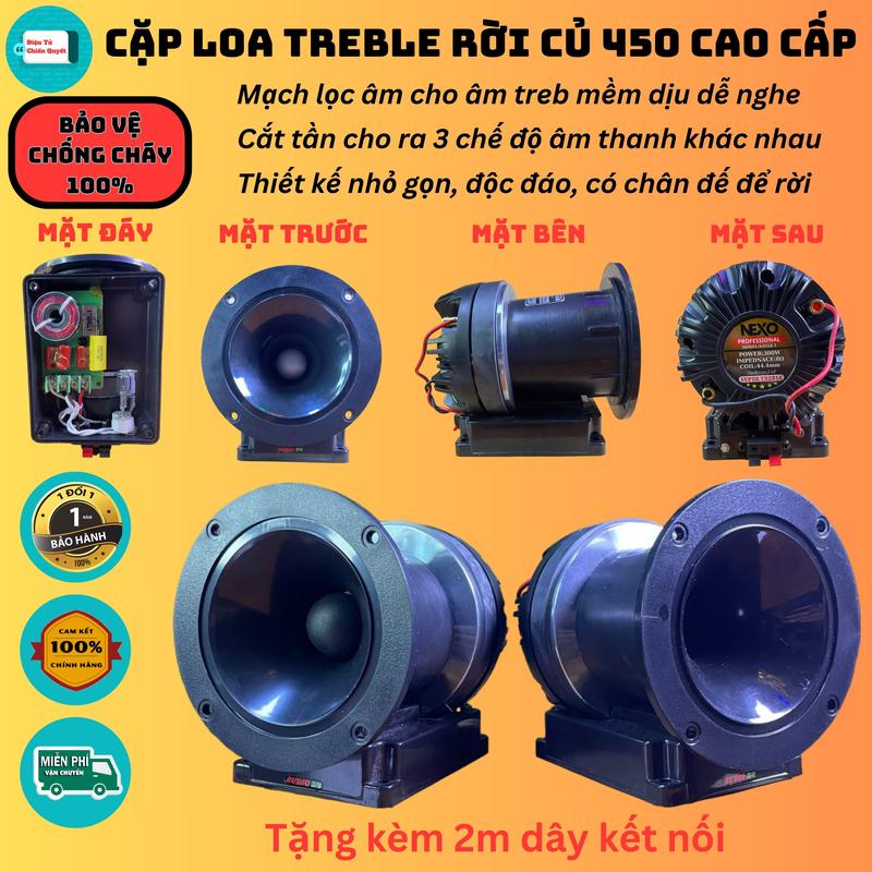 [Hàng nhập - Củ 450] 1 đôi loa treble rời củ 450 - hàng nhập chất lượng cao - Có mạch bảo vệ chống cháy và cắt tần 3 chế độ, Tặng kèm 2m dây, Bảo hành 12 tháng. Nghe nhạc - hát Karaoke đều phù hợp