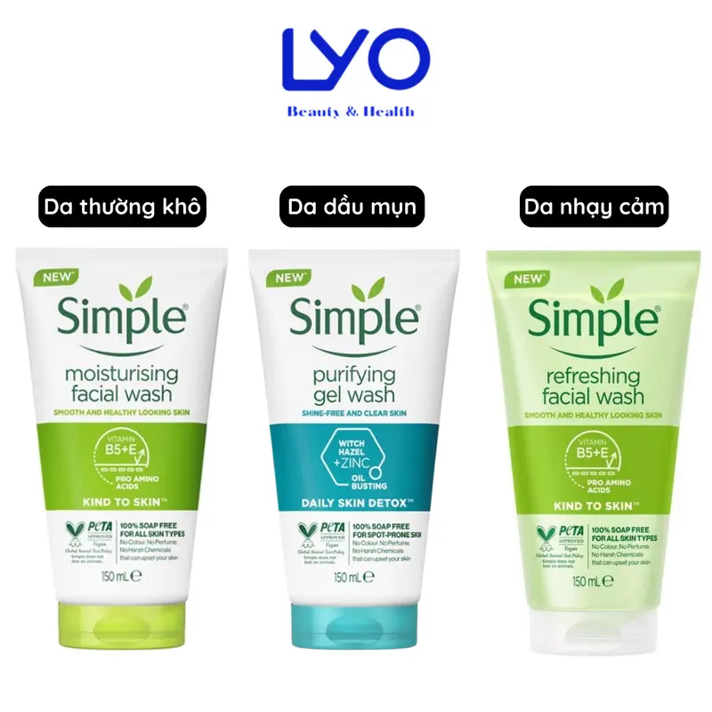 Sữa rửa mặt Simple Kind to Skin Wash Gel 150ml 3