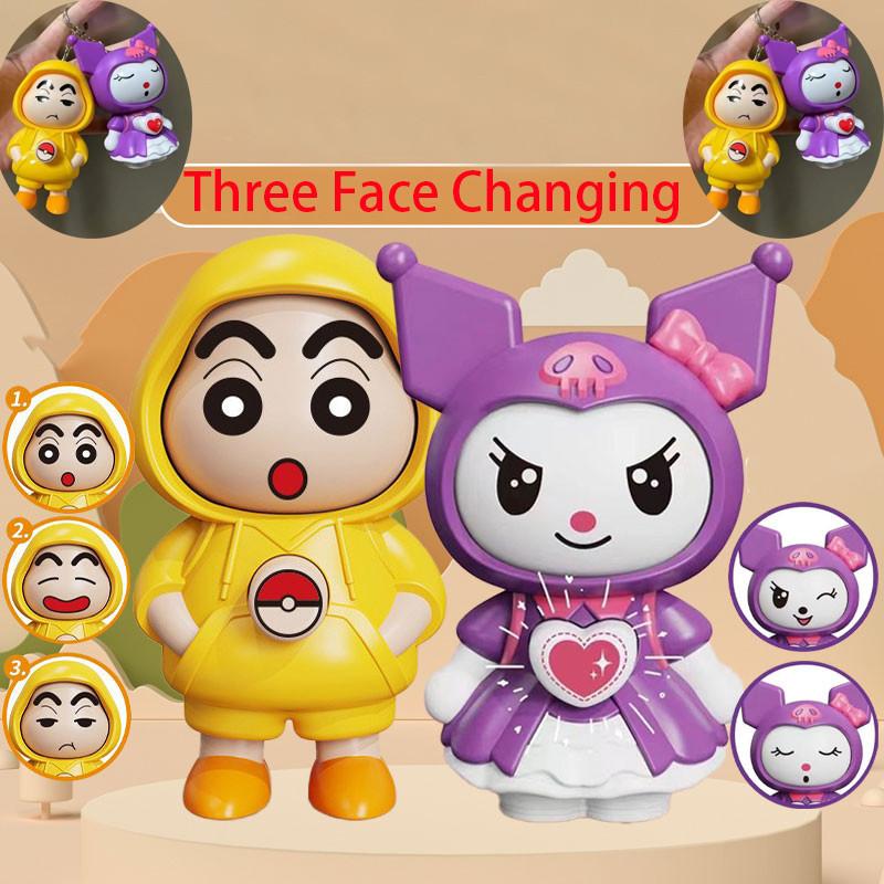 Đồ chơi Móc khóa búp bê thay đổi khuôn mặt Shin-chan, Kuromi treo balo, túi xách, đồ chơi giảm stress cho bé