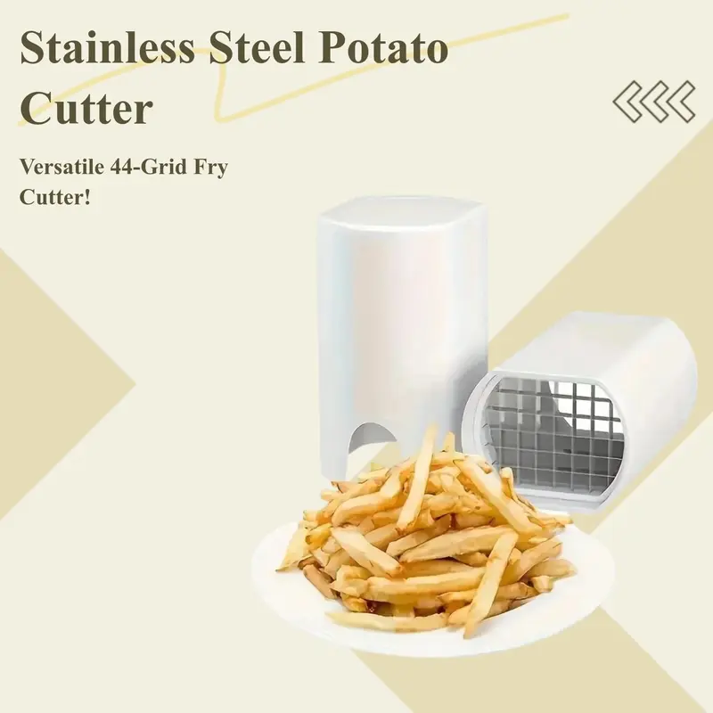 Stainless Steel Potato French Fry Cutter, 1 Set 44 Grid Potato Cutter, Multifunctional Vegetable Cutter, Durable Kitchen Gadgets for Home and Outdoor Use, Kitchenware Utensils 1