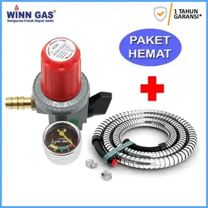 Paket Regulator Winn Gas W181M + Selang 1.8 Meter SNI Garansi Pabrik
