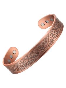 Men's Vintage Copper Open Bangle, Street Style Magnetic Design Bangle Bracelet As Gift for Men, Trendy All-match & Exquisite Jewelry for Birthday Gift