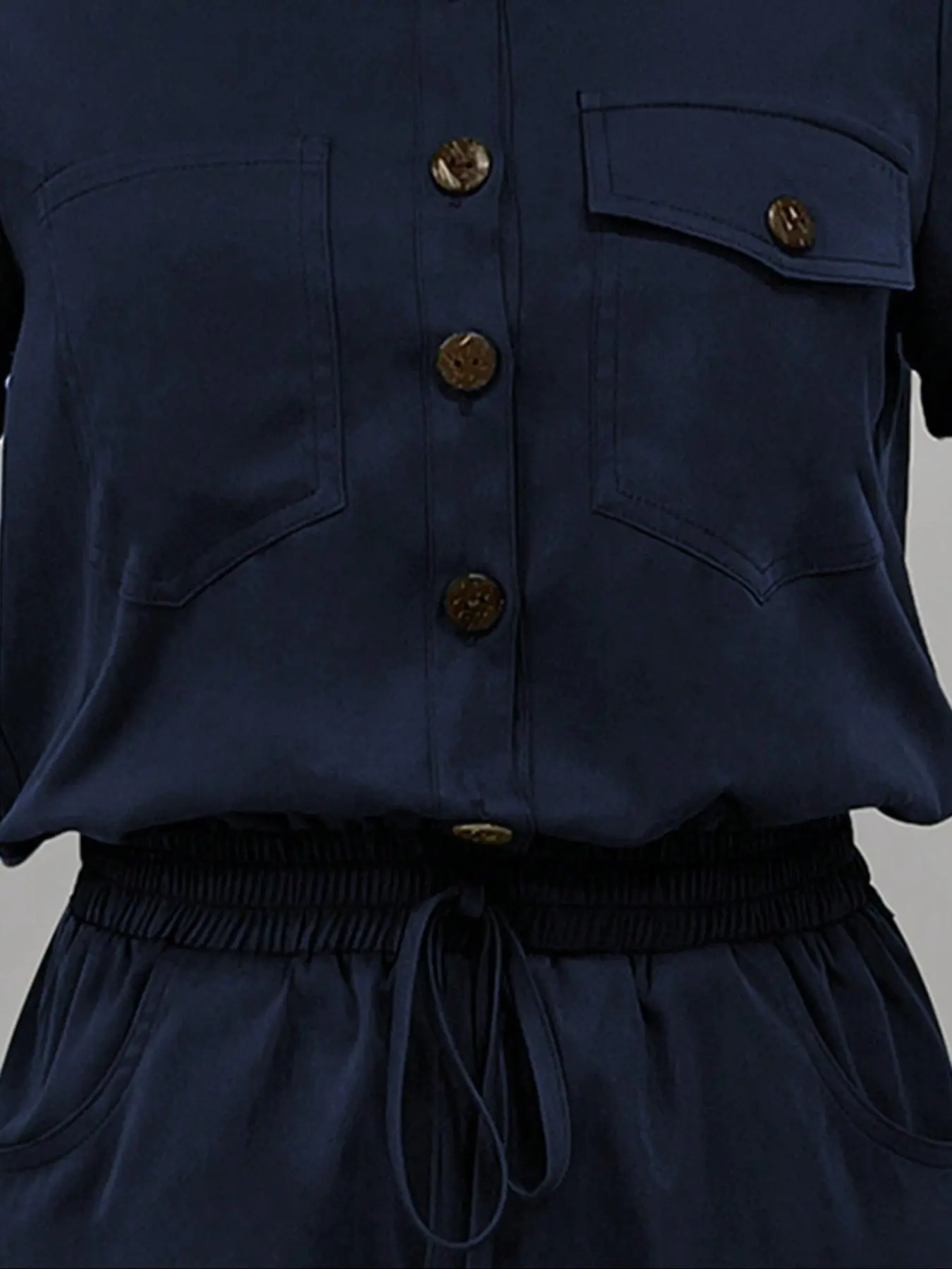 Women's Solid Color Utility Pocket Romper, Casual Romper for Summer, Fashion Women's Clothing for Daily Wear