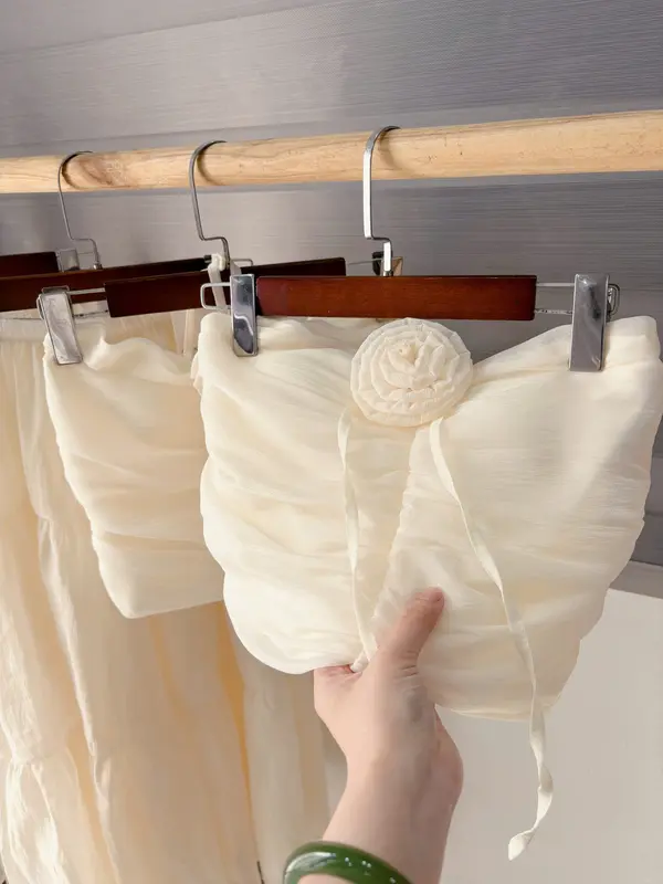 Váy Maxi Váy Đi Biển Set Váy Nữ Đi Biển Áo Cúp Ngực Đính Hoa Kèm Chân Váy Dáng Dài Chát Voan Tơ QC Mềm Mát 6