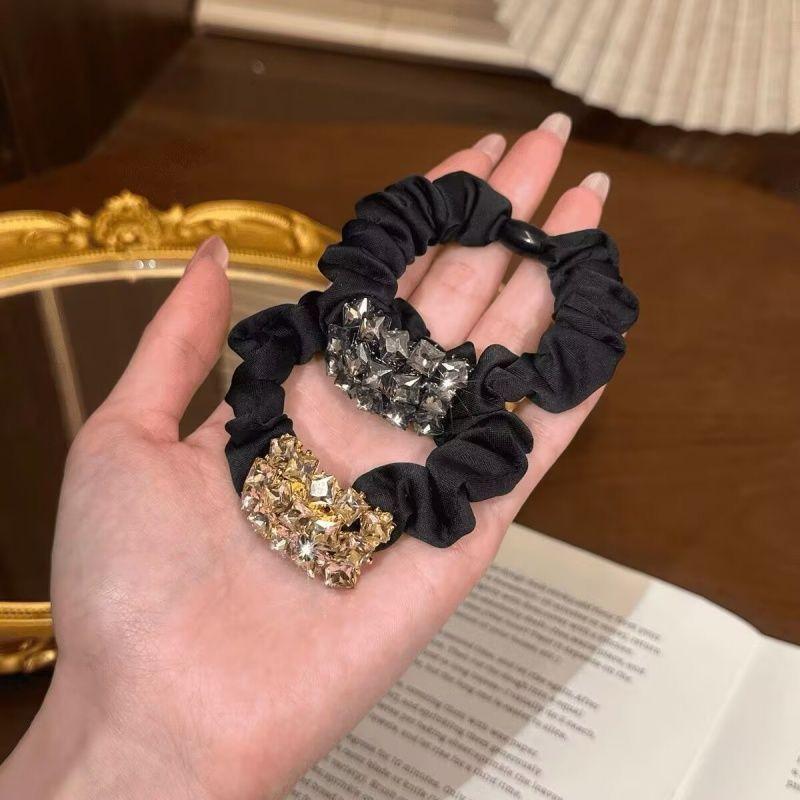 Dây Buộc Tóc Pha Lê, Thời Trang Mới Cho Năm 2025, Phong Cách Ngọt Ngào Và Thanh Lịch, Scrunchie, Dây Buộc Tóc Cao Cấp, Dây Buộc Tóc Co Giãn, Phụ Kiện Tóc Đuôi Ngựa kurumi  búi  tóc 2