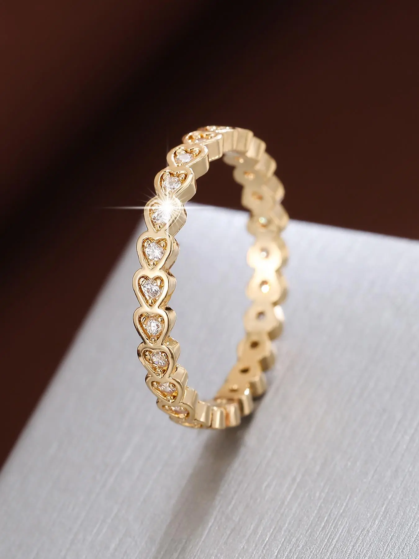 Sweet Love Artificial Zircon Decor Ring for Women, Fashion Accessories for Party, Daily Clothing Decor, Trendy All-match & Exquisite Jewelry for Birthday Gift