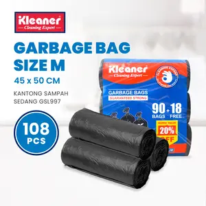 Kleaner Kantong Sampah 45 x 50 cm isi 108 Pcs Plastik Kresek / Garbage Bag Hitam Black 15 Liter