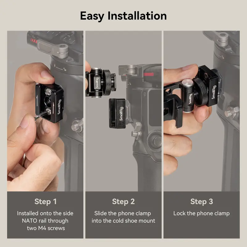 SMALLRIG Universal Phone Tripod Mount, Metal Cell Phone Mount with Cold Shoe Mount and M4 Screws for DJI Stabilizers, Free Adjustment Phone Mount Adapter for iphone16 Pro/MAX, for Samsung Galaxy - 4301 Smartphone Accessories 3