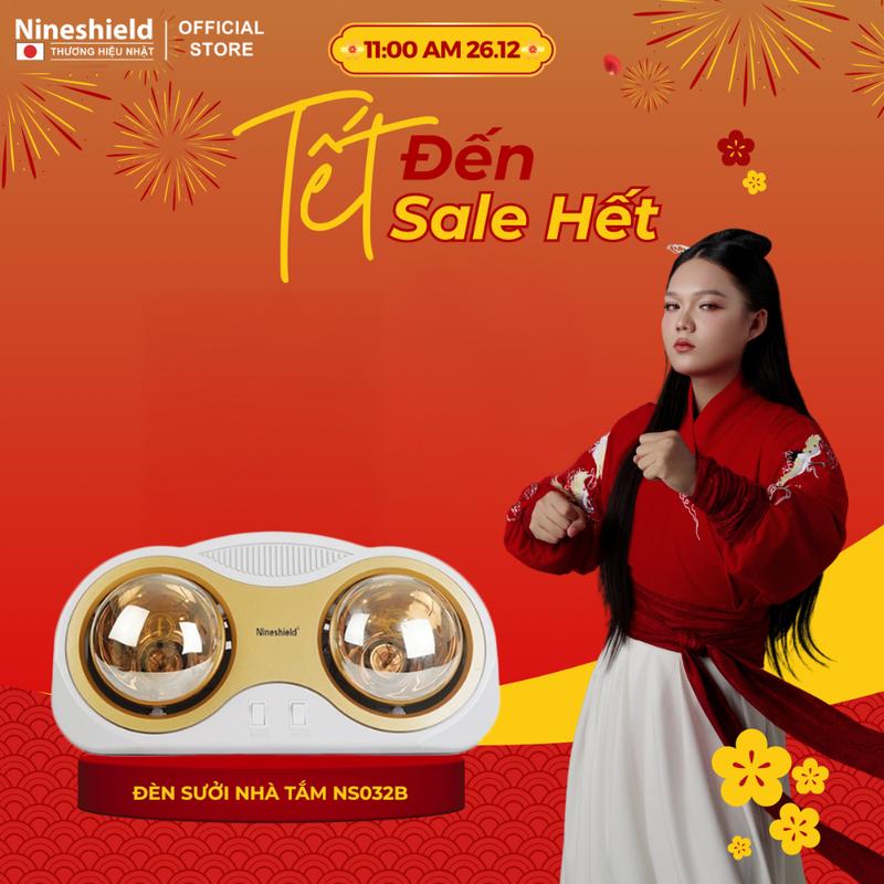 [ Deal độc quyền Phạm Thoại] Đèn sưởi nhà tắm 2 bóng Nineshield NS032B máy  sưởi