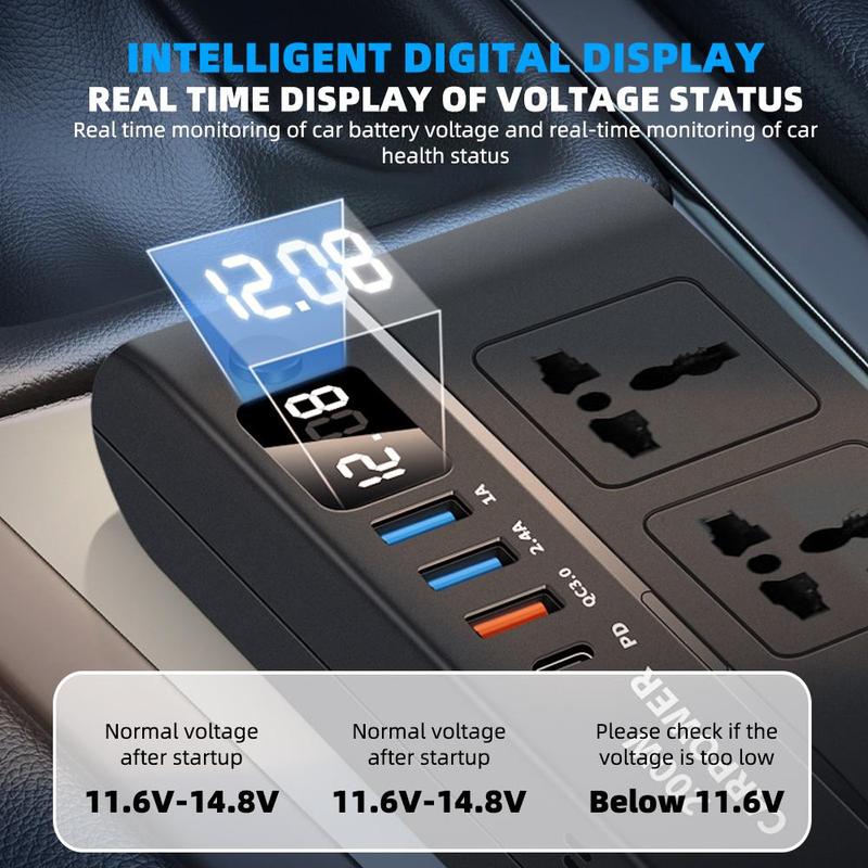 Product Introduction of 200W Car Power Inverter, Car Power Inverter with Multi Ports Charger, Portable Compact Inverter Socket Charger 8