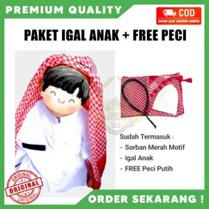 Sorban Kelapa Putih / Sorban Kepala Arab / Sorban Arafat Anak Plus Igal Pengikat Sorban / Sorban Kepala Anak Laki Laki / Sorban Kepala Dewasa / Igal Sorban Dewasa / Igal Anak Laki Laki / Igal Arab Dewasa / Igal Sorban Anak / Sorban Ikat Kepala