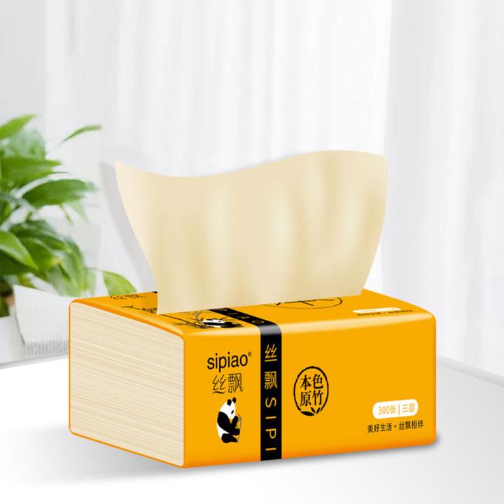 Combo 5 Gói 300 tờ giấy ăn gấu trúc siêu dai Sipiao, thấm nước không rách, an toàn - Khăn Giấy