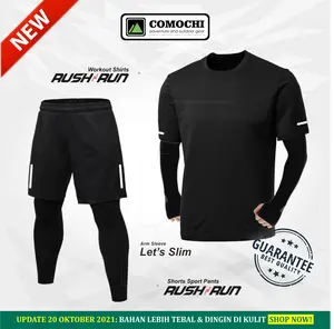 4 in 1 Setelan Jersey Olahraga Bahan Dryfit 1 Set Baju Celana Manset Tangan dan Kaki Sport Pakaian Lari Pria