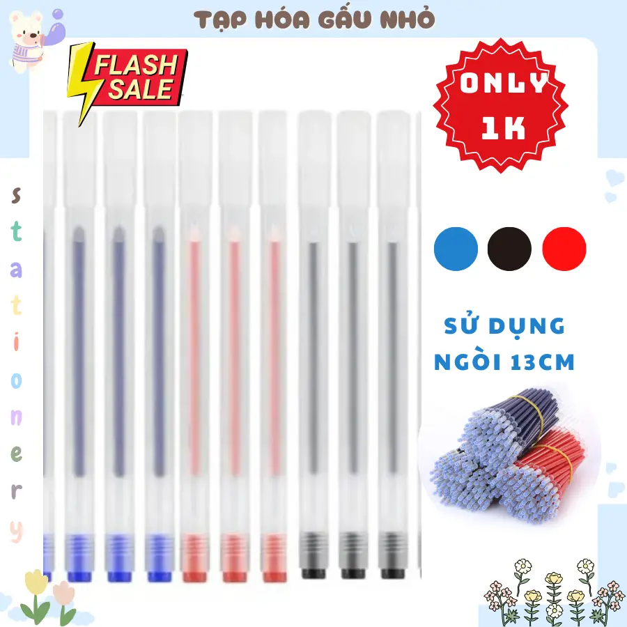 SET 10-20 BÚT GEL KHÔ NHANH MỰC XANH, ĐỎ, ĐEN [ Taphoagaunho ] bút  không viết
