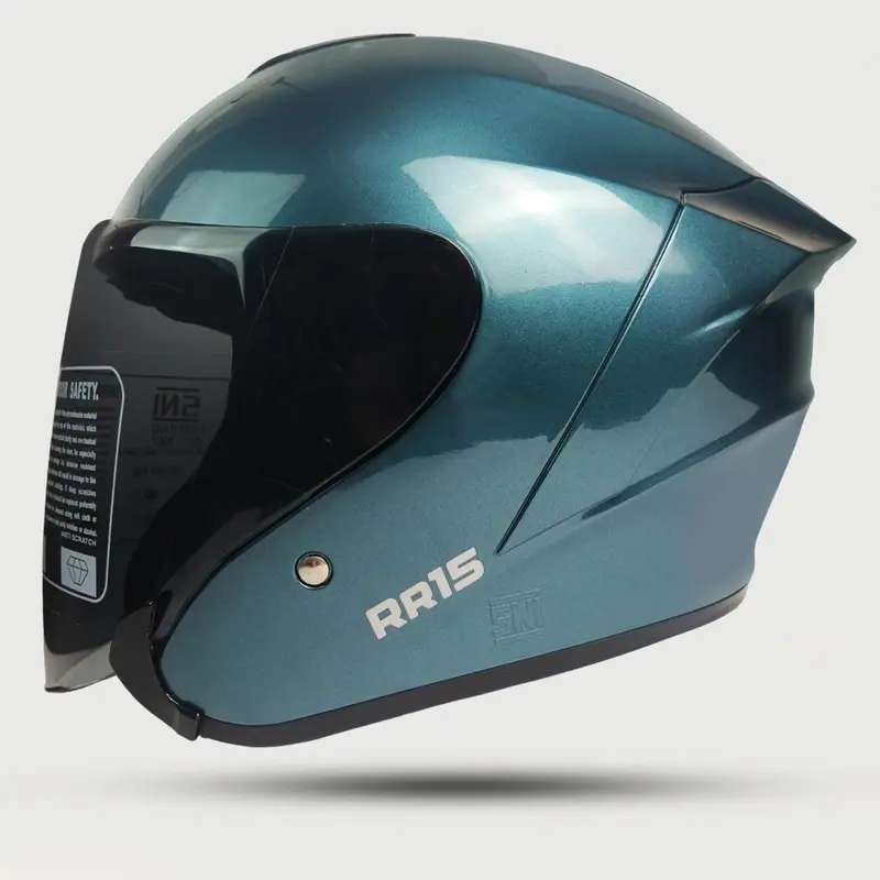 Helm Half Face Nfj RR15 Kairoz Solid Black Glosy Kaca Visor RANDOM SMOKE/BENING Helm Half Face Dewasa Pria Wanita SNI Motorcycle 5