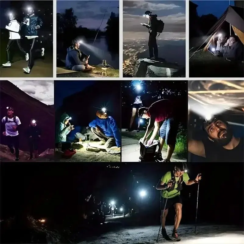 USB Rechargeable Headlamp, 5LED Headlamp with Headband, Portable Headlight for Night Running & Fishing & Camping 7