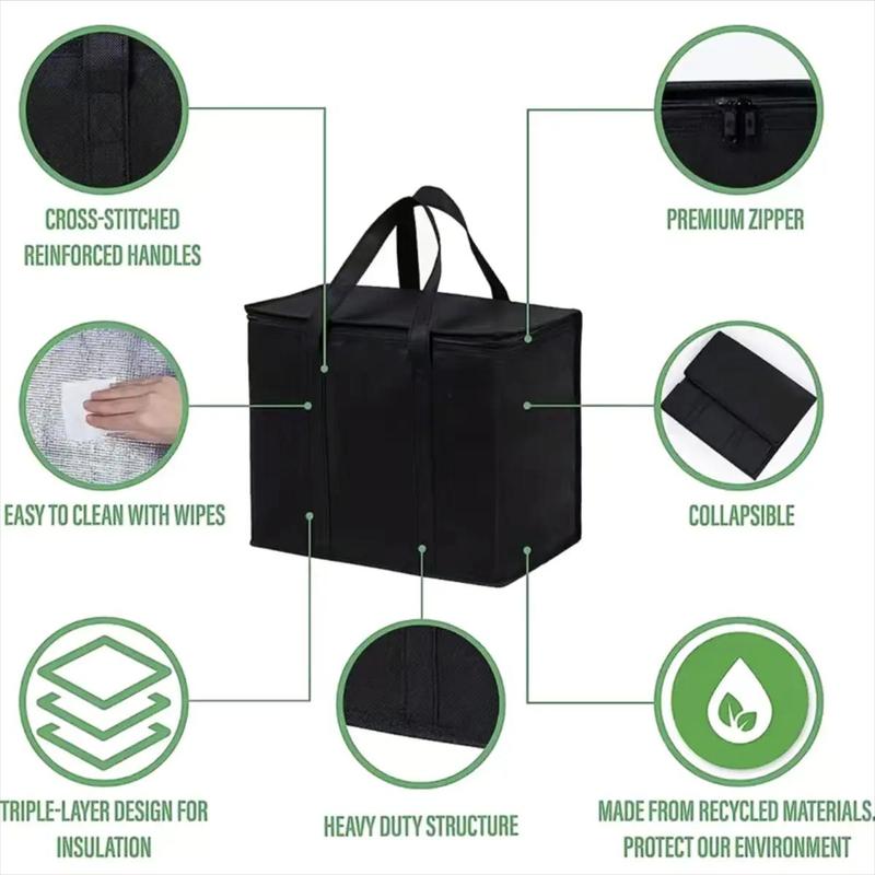 Insulated Bag, Reusable Grocery Tote, Lightweight & Sturdy Zipper Cooler Bag, Food Storage Bag For Home Kitchen 5