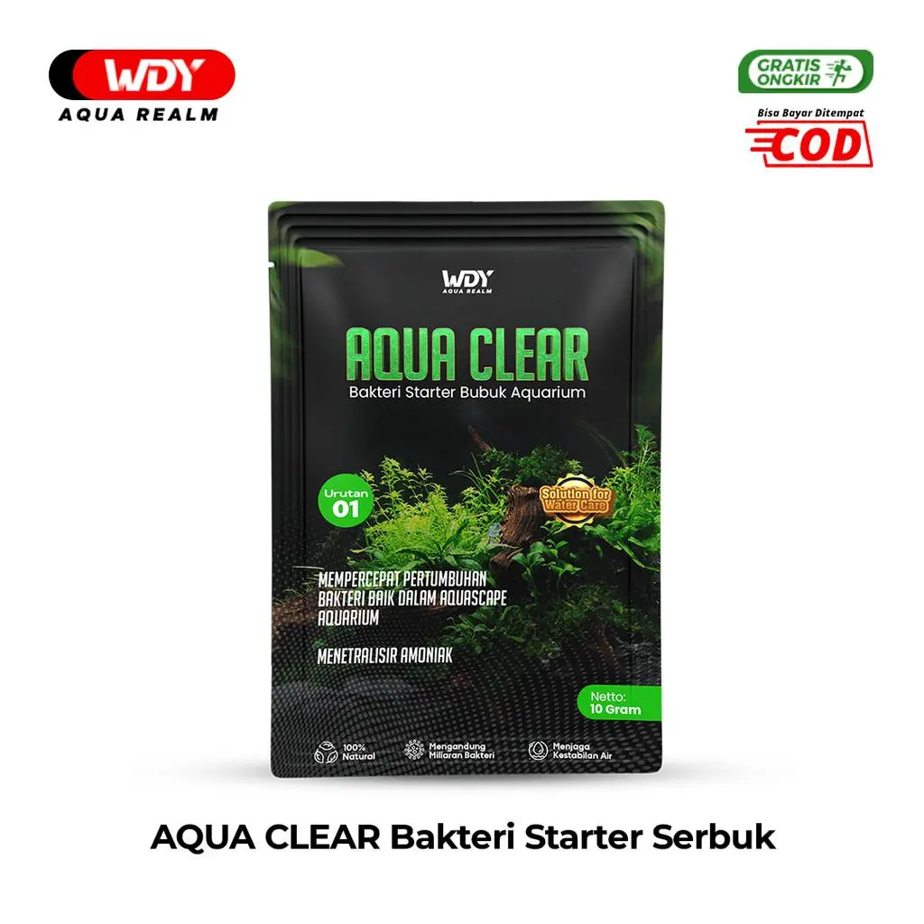 AQUA CLEAR Bakteri Starter Serbuk Nitrifikasi Aquarium Aquascape Kolam Ikan Air Jernih Bebas Amonia Nitrit  - 10 gr