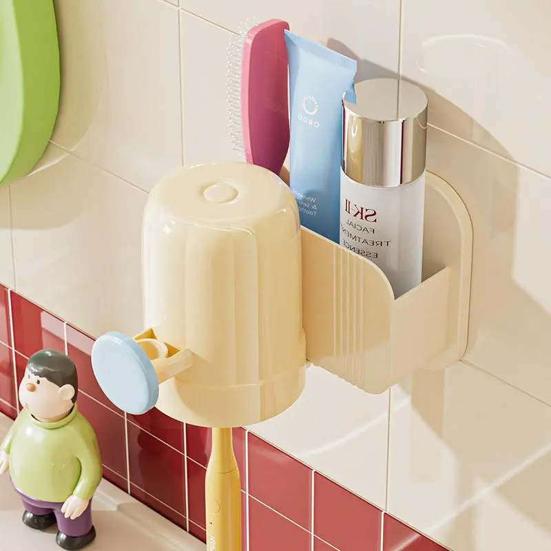 Wall Mounted Toothbrush Holder, 1 Count  Punch Free Toothbrush Storage Rack, Bathroom Storage Rack, Toothbrush Holder for Bathroom 6
