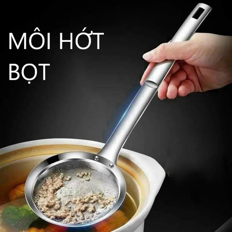 Vợt lưới lọc cặn cho dầu ăn và vớt bọt loại xịn inox 304  gỉ cao cấp 0