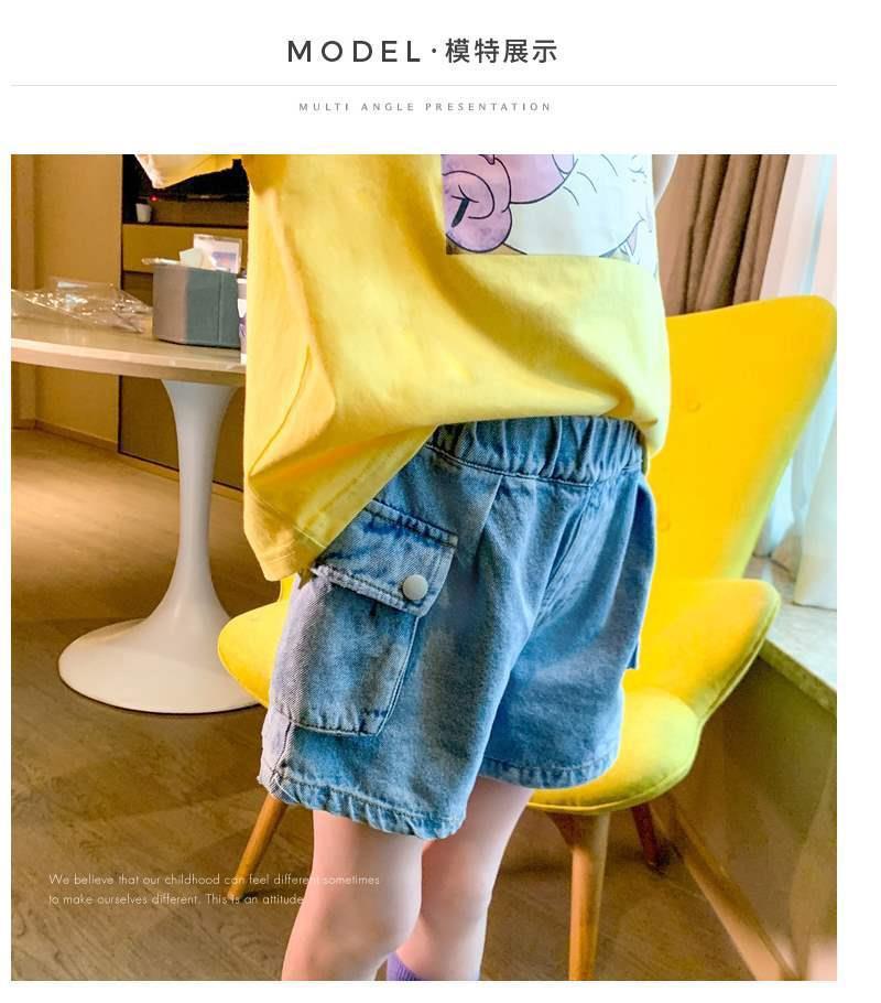 Product Introduction of 2025 Summer New Girls' Denim Shorts for Big Kids Stylish Outdoor Wear Children's Korean Style Pants creeper  pants  girl 3