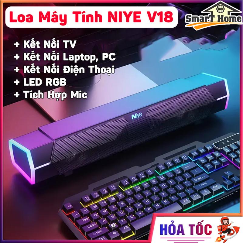 Loa Bluetooth Niye V18 LED RGB Tích Hợp LED RGB Cắm Nguồn USB - Loa Máy Tính Để Bàn Soundbar Kết Nối TV , PC , Laptop , Điện Thoại