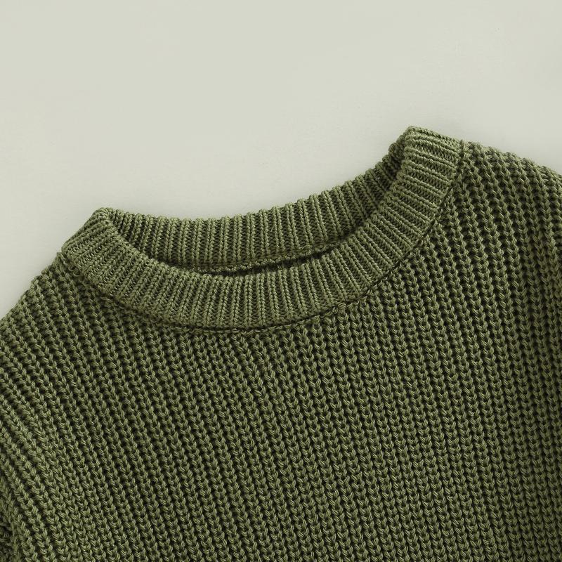Product Introduction of Toddler Baby Round Neck Sweaters, Long Sleeve Solid Color Loose Knitted Pullovers 64