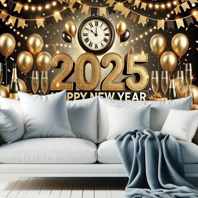 Biểu Ngữ Chúc Mừng Năm Mới 2025, Phông Nền Polyester, 71x43 ", Thích Hợp Cho Các Dịp Thông Thường Và Tiệc Tùng Trong Nhà Lễ, Nền Chụp Ảnh Tạo Không Khí Năm Mới, Treo Tường Kỷ Niệm Tại Nhà 7