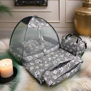 Kasur bayi kelambu+ Tas & Gendongan + tas peralatan & gendongan bayi motif karakter lucu | Set kasur bayi kelambu | Tempat tidur bayi | Alas bayi