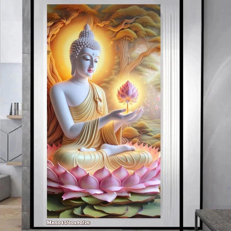Tranh Thêu Kín Phật Thích Ca Phật A Di Đà Vs8002 TRANH ĐÍNH ĐÁ VS614  (60x90cm) Chưa Thêu Chưa Đính Mẫu Mới 2024 Làm Đồ Handmade Thêu Chữ Diy