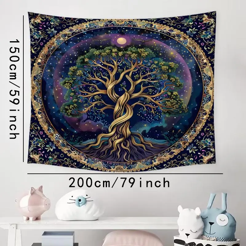 Tree Of Life Pattern Tapestry, 1 Count Aesthetic Wall Hanging Decor, Wall Hanging Tapestry for Home Bedroom Office Decor, Gift for Friend 2