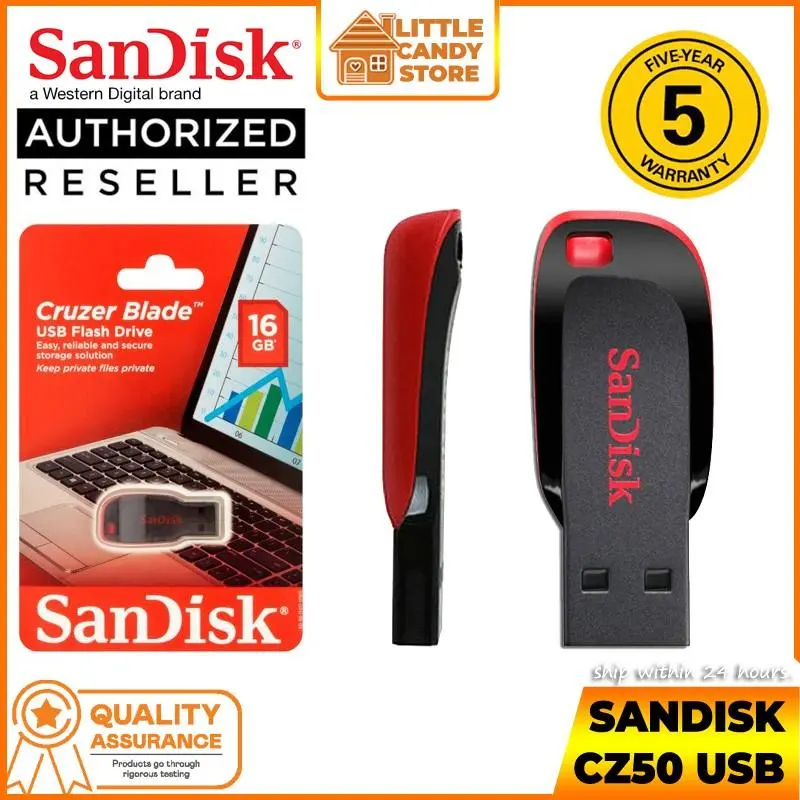 SanDisk CZ50 (128GB/64GB/32GB/16GB/8GB) Cruzer Blade USB 2.0 Flash Drive / Pendrive / USB Drive / USB Disk
