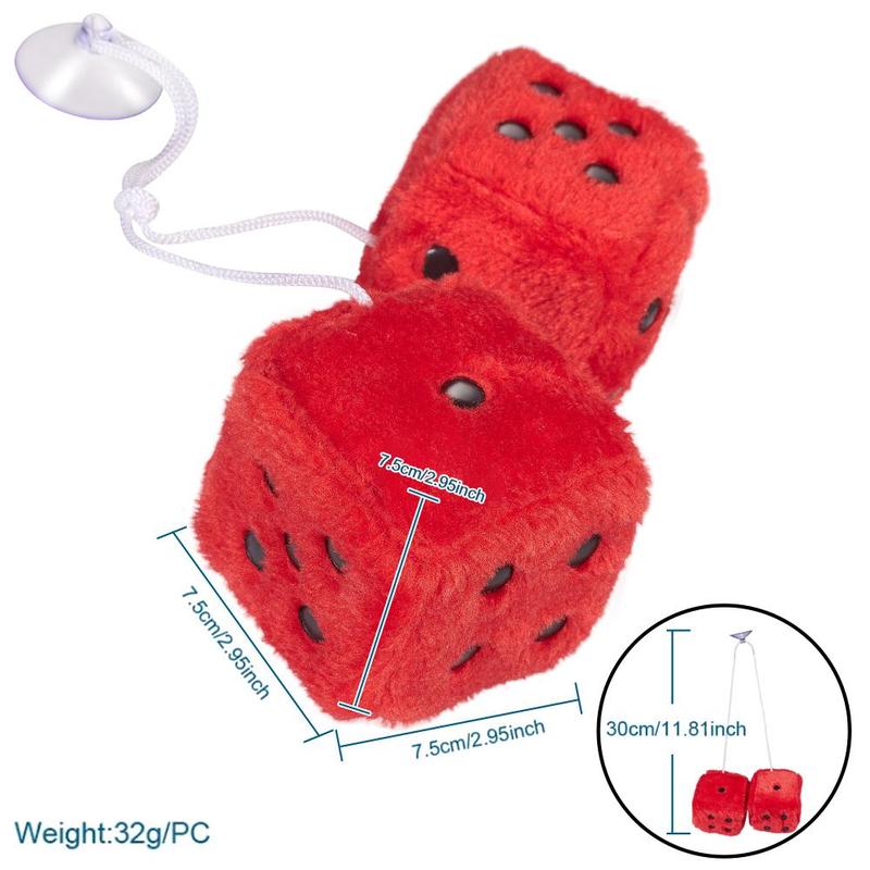 Creative Plush Dice Design Car Hanging Decoration, 1 Pair Soft Dice Car Mirror Hanging Ornament, Car Interior Accessories 1