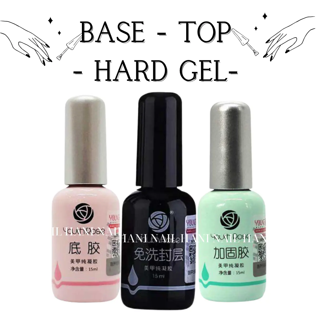 base coat top coat hard gel matte top coat เบสโค้ท ท็อปโค้ทเจลแข็ง ท็อปโค้ทด้าน 15ml ใช้หลอด UV LED เพื่อทำให้เจลขัดเงาแห้ง