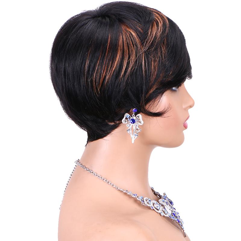 Wholesale Brazilian 100% Human Hair Machine Made Bob Wigs  Pixie Cut Wig Human Hair Short Pixie Wigs for Black Women 7