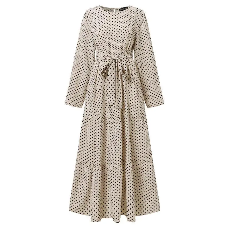 Temperament cinched waist A-line Muslim maxi dress french dress