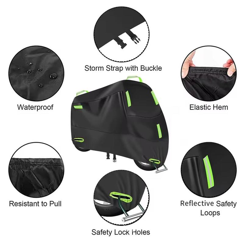 Product Introduction of Motorcycle Cover, Waterproof Motorcycle Protective Cover, All-weather Sun-proof Dust-proof Snow-proof UV-proof Motorcycle Cover with Lock Hole Storage Bag 2