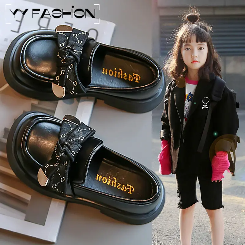SIZE 30-35 kids black shoes #1500 school shoes for girls children's formal shoes( ADD 1 SIZE )