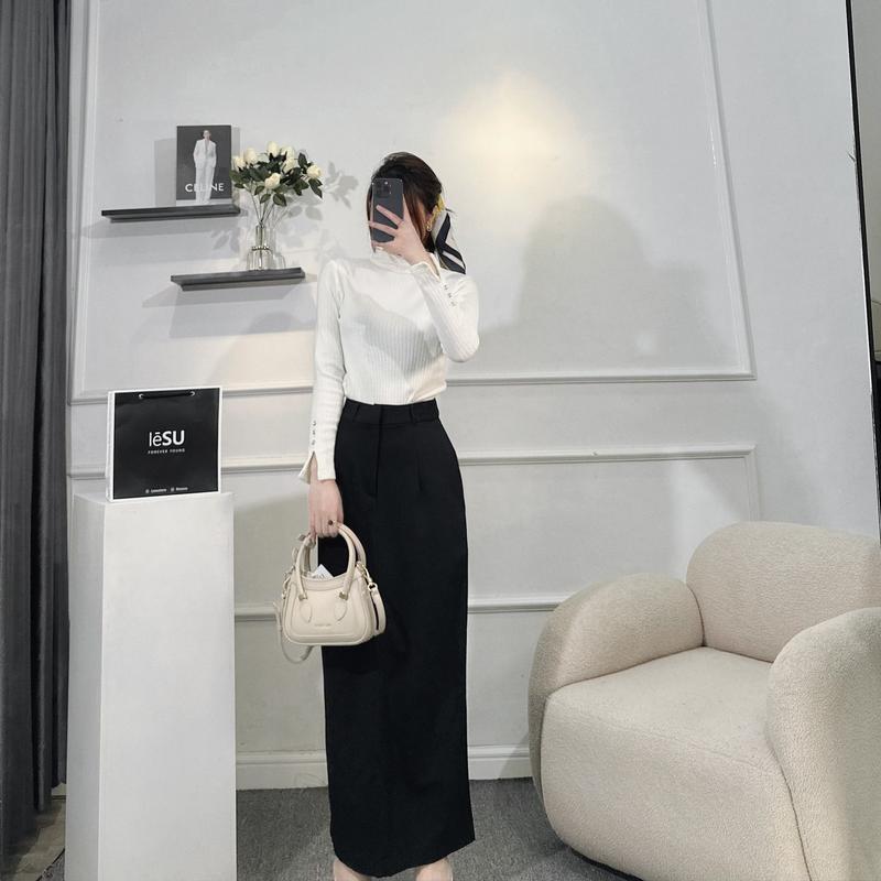 Chân váy tây maxi xẻ sau cài khuy LE.SU 5