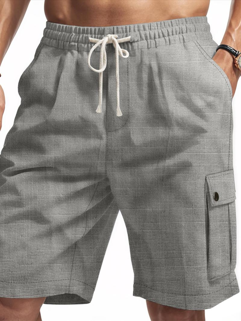 Product Introduction of Men's Solid Flap Pocket Cargo Shorts, Regular Fit Casual Fashion Comfy Shorts for Summer, Men's Bottoms for Daily Wear 3