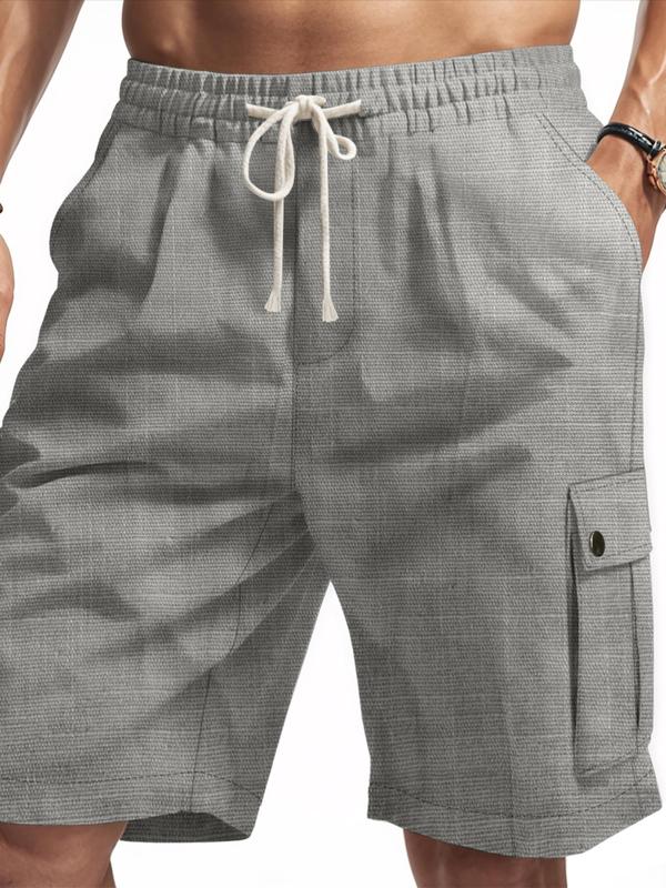 Men's Solid Flap Pocket Cargo Shorts, Regular Fit Casual Fashion Comfy Shorts for Summer, Men's Bottoms for Daily Wear 2