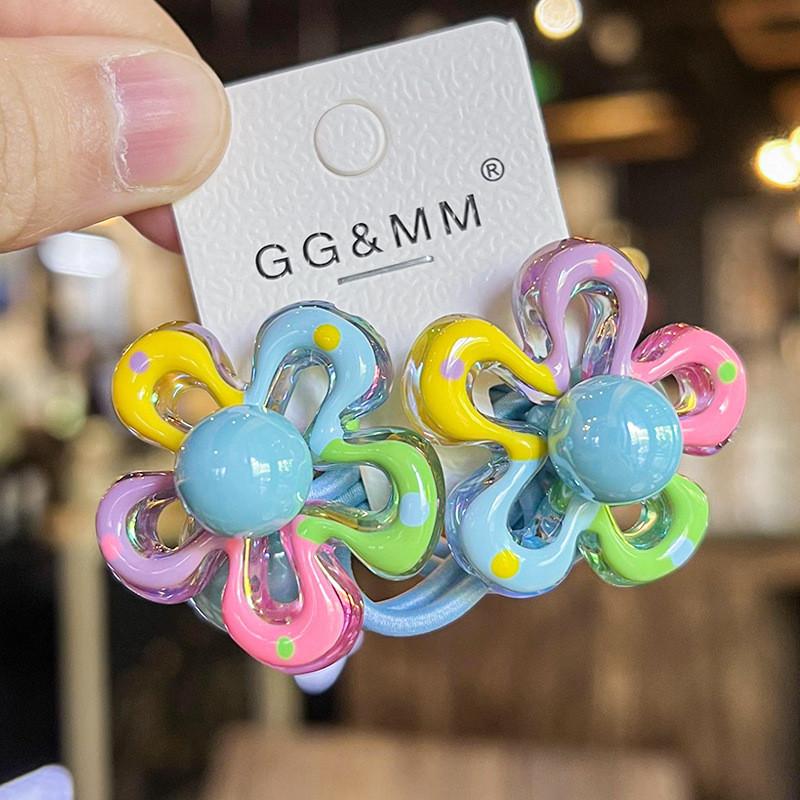 Mũ Cài Tóc Công Chúa, 2 Chiếc, Thiết Kế Hoa Khối Màu Dễ Thương, Dây Buộc Tóc Co Giãn, Dành Cho Trẻ Em, Dây Buộc Tóc Trẻ Em, Phụ Kiện Tóc Bé Gái, Hàng Mới Về 8