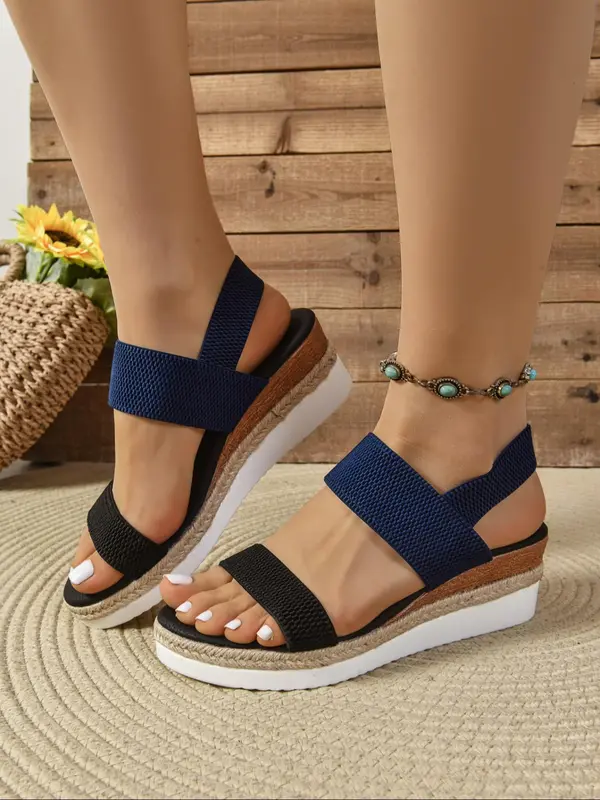 Women's Fashionable Adjustable Strap Espadrilles Sandals, Casual Comfortable Wedge Sandals for Beach Vacation, Lightweight Breathable Shoes for Daily Wear, Summer 3